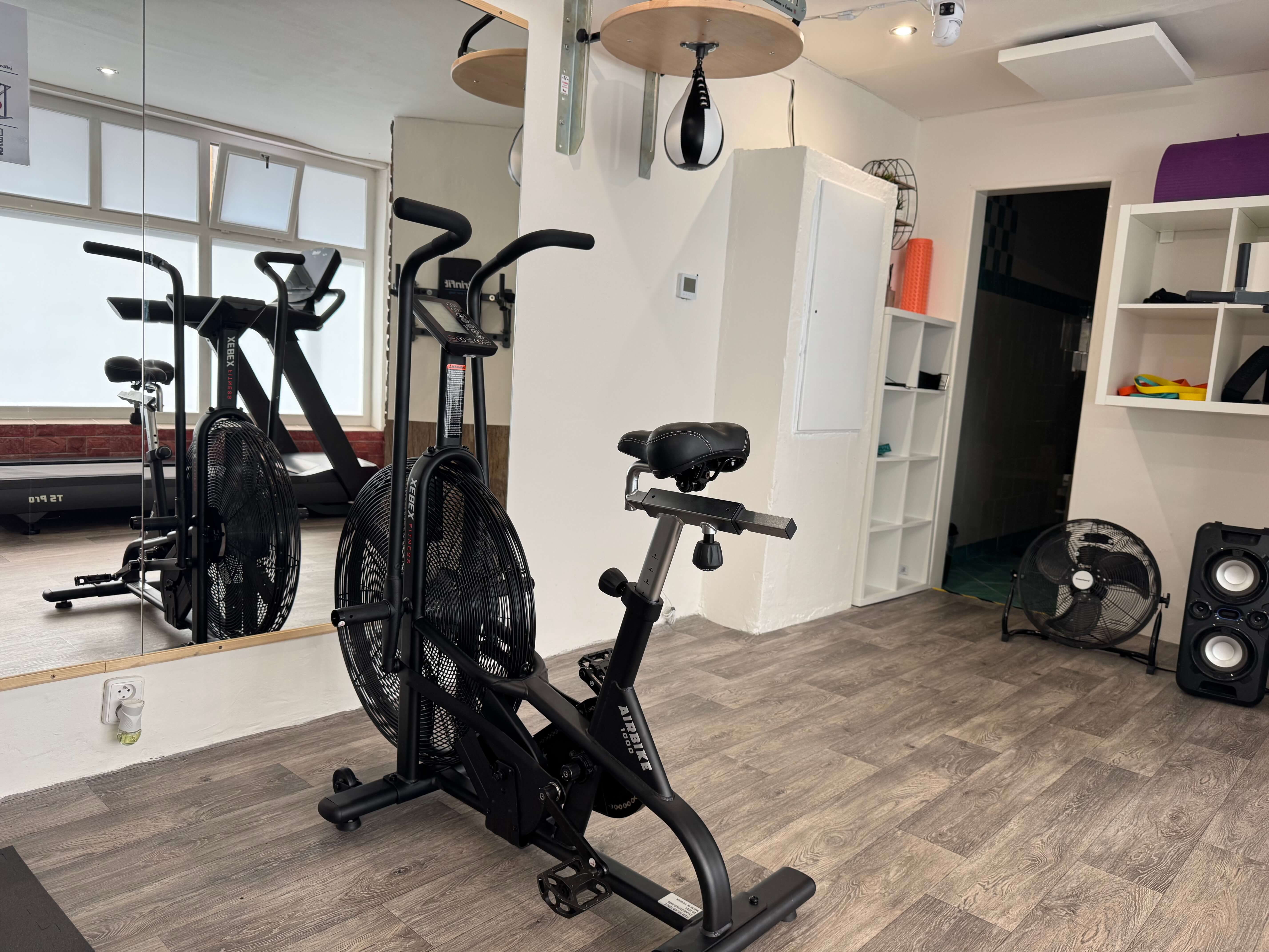 V GymHome najdete také AirBike pro efektivní zahřátí a aktivaci celého těla, doplněný o boxovací hrušku, která pomůže zlepšit koordinaci, rychlost i postřeh. Ideální začátek každého tréninku.